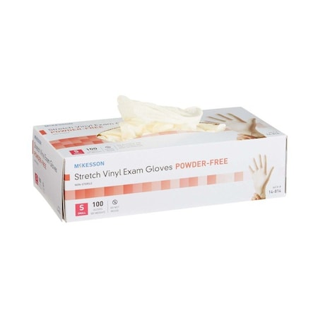 Mckesson Disposable Gloves, Stretch Vinyl, S, 1000 PK, Ivory 14-814